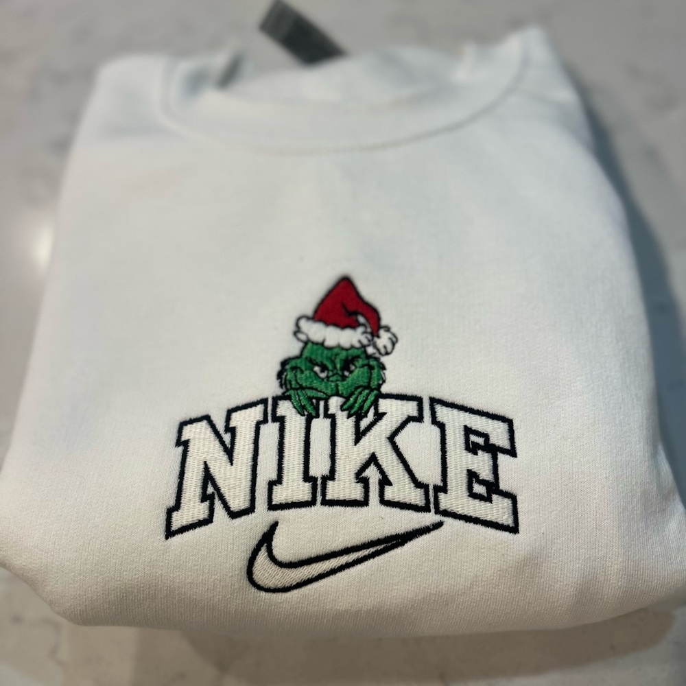 Embroidered Nike Grinch Christmas Graphic Crewneck